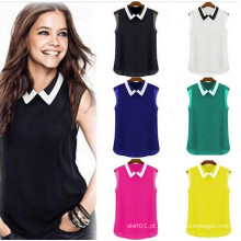 Mulheres Manga Curta Chiffon Blusa Moda Roupas Femininas